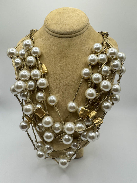 White Pearl with Gold Necklace