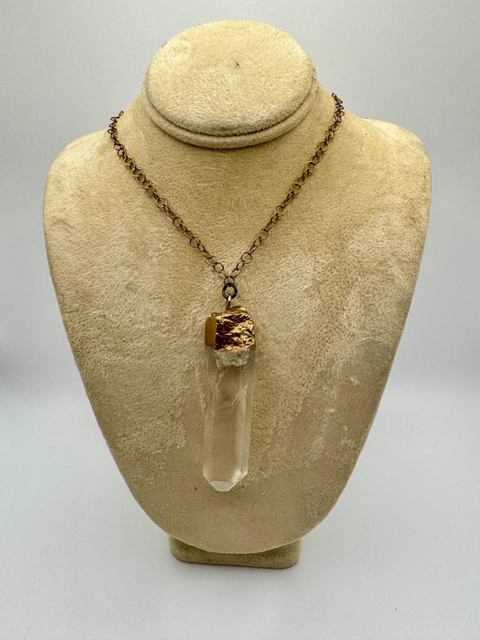 Organic Slenenite Crystal with Gold-Filled Chain Necklace